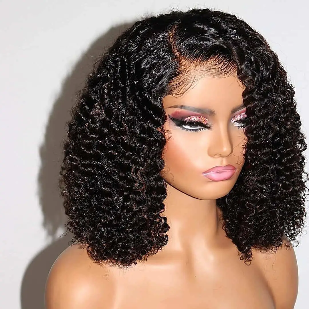 Short Curly Lace Front Wigs 13x3 Synthetic Bob Curly Wigs Glueless Heat Resistant Fiber Hair Lace Wig for Women Natural Hairline