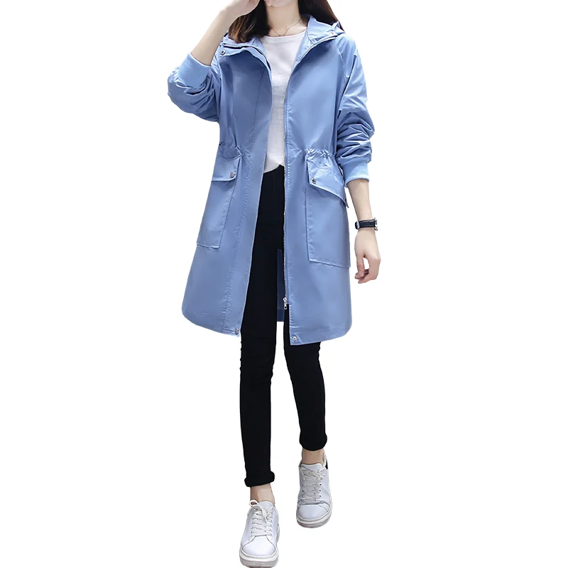 Модная ветровка женский длинный Тренч большого размера Meidum женское повседневное