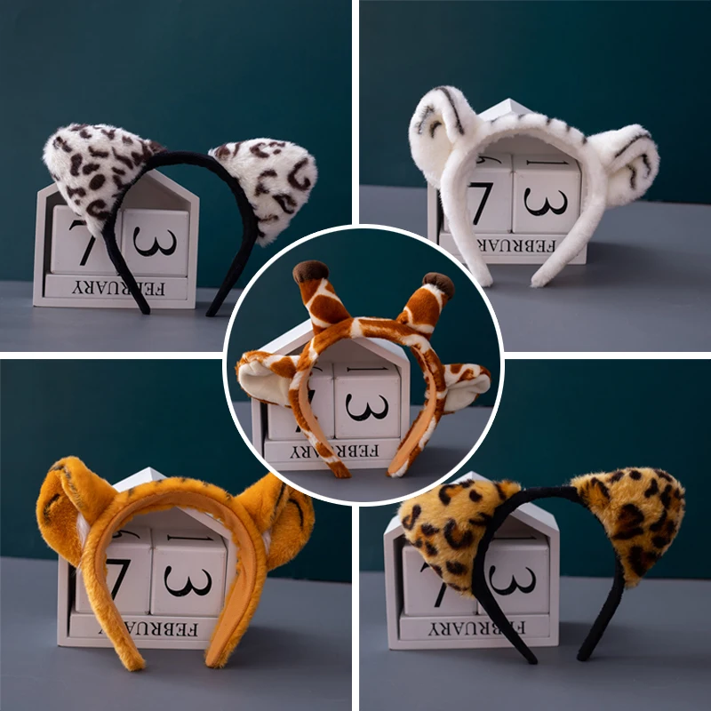 

plush Hair band cartoon animals women Hair Band tiger giraffe Animal Print Hair Band Headband girls hair accessories headband