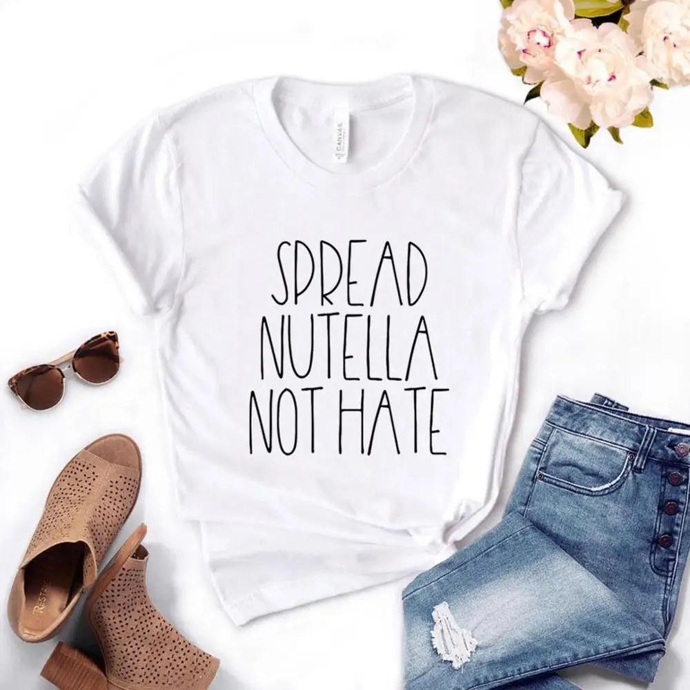 Распространения Nutella не ненавидят для женщин футболки хлопок повседневное