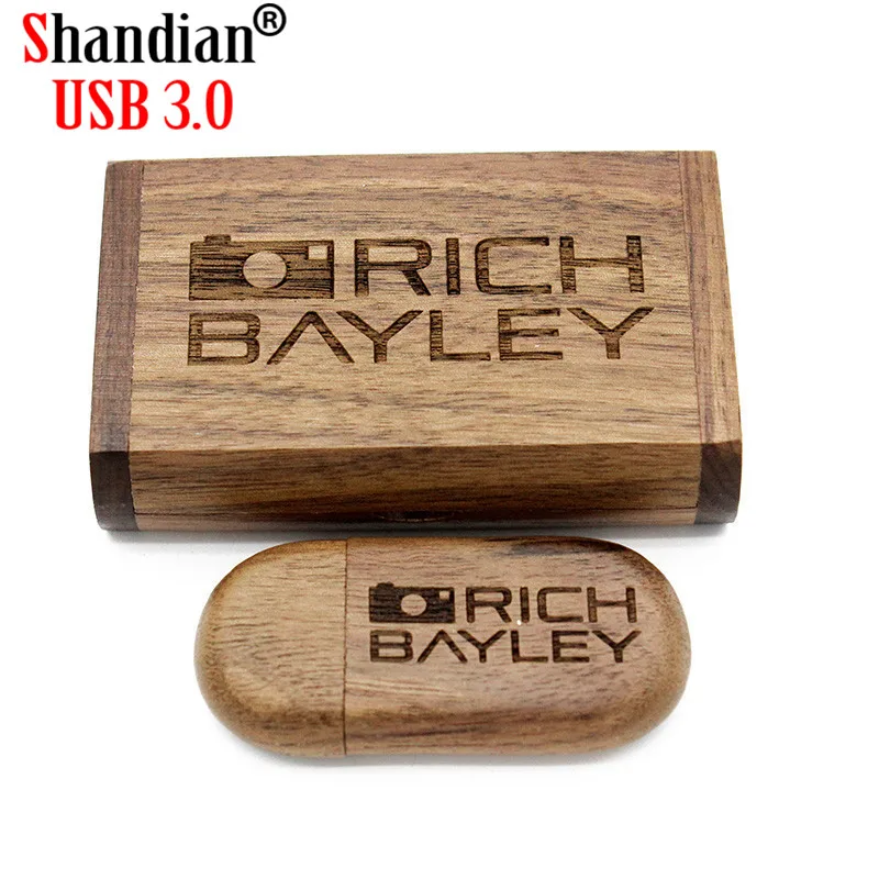 

SHANDIAN Walnut Wooden USB 3.0 Flash Drive 4GB 8GB 16GB 32GB 64GB 128GB Free LOGO Pen Drives Wedding Gifts Box Memory Stick