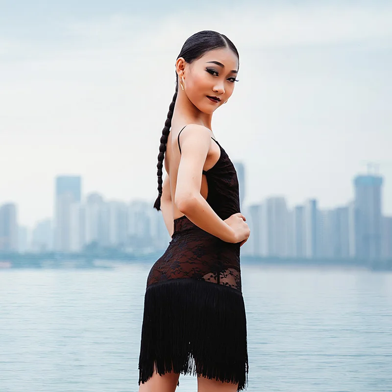 Платье для латиноамериканских танцев девочек детская летняя одежда тренировок