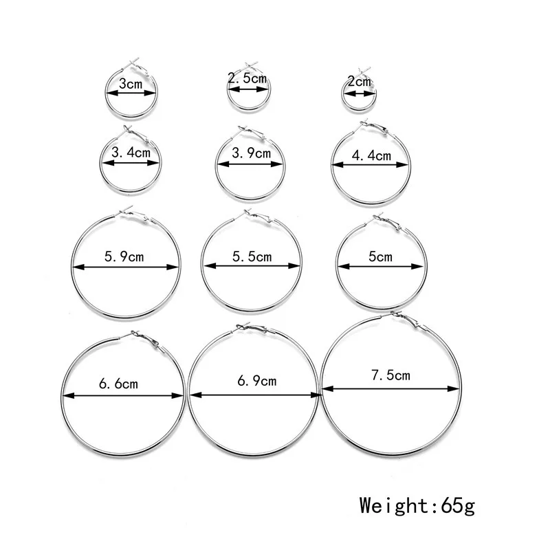 Набор серег колец для женщин 12 пар золотистого и серебристого