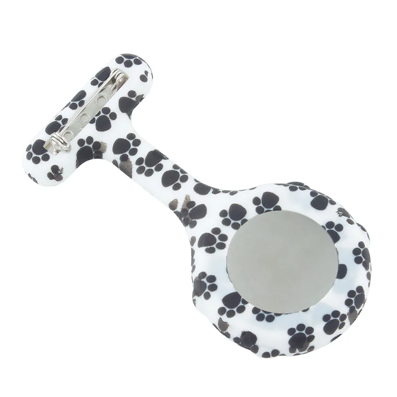 ALK Digital Silicone Nurse Watch Fob Pocket Watches Dog Paws Doctor Medical Hospital  Brooch Lapel Clock Brand Date Week Display