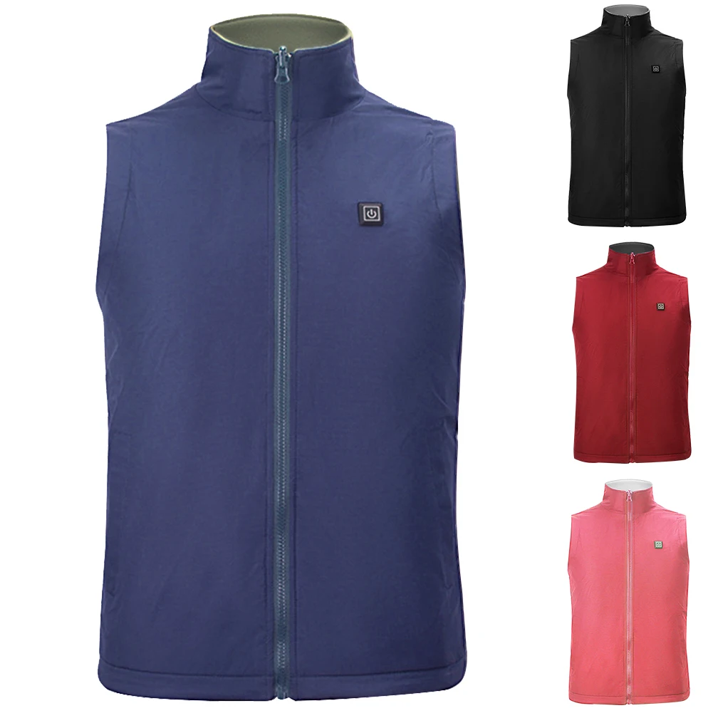 

USB Charging Winter Jacket Electric Heating Men Women Waistcoat Vest Adjustable Temperature Thermal Clothing Stand Collar Gift