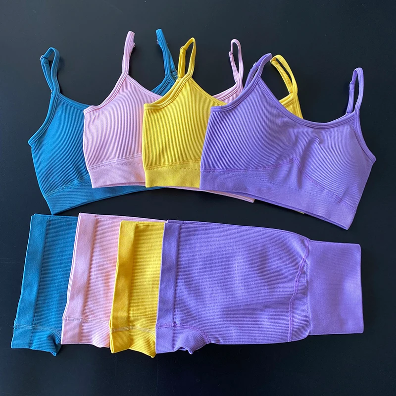

Dropship 2 Piece Set Women Gym Clothes Sports Bra+Shorts Set Women's Tracksuit 2 Piece Set Fitness Clothing Workout Clothes