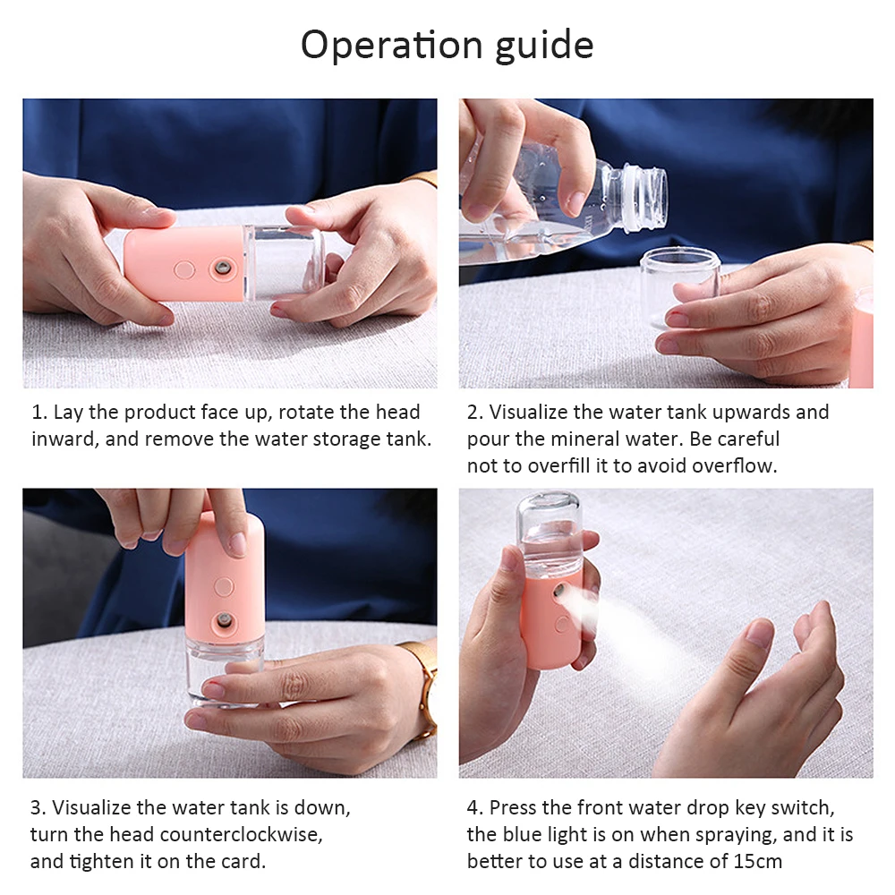 

Mini Nano Facial Sprayer USB Nebulizer Face Steamer Humidifier Hydrating Anti-Aging Wrinkle Women Beauty Skin Care Tools