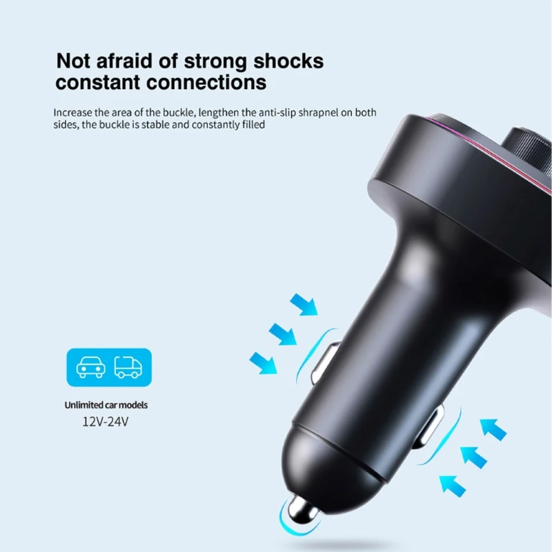 

Bluetooth 5.0 FM Transmitter QC3.0 PD Fast USB Charger Adapter Wireless Car MP3