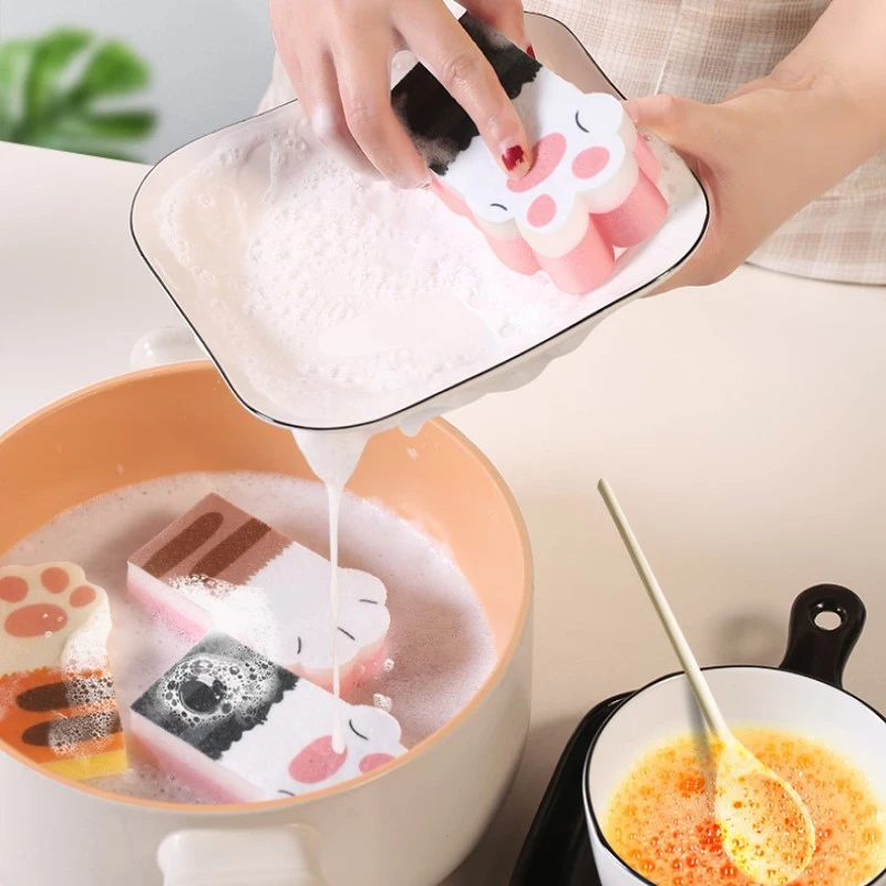 

Household cat claw sponge wipe thickening decontamination kitchen brush pot dishwashing sponge block cleaning brush