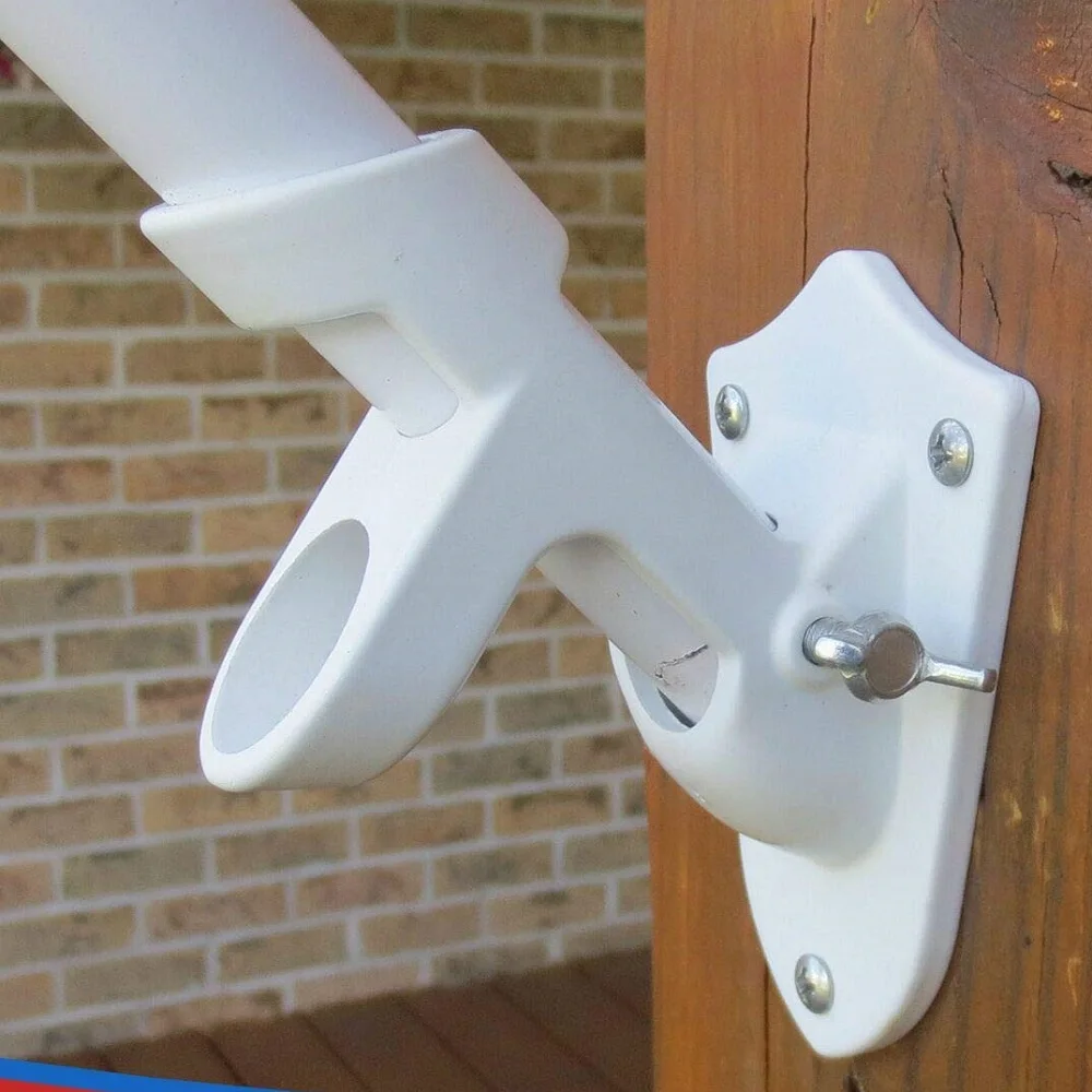 

Aluminum White Two Position Flag Pole Holder Mounting Bracket With Installation Hardware Kit Strong Flag Pole Stand