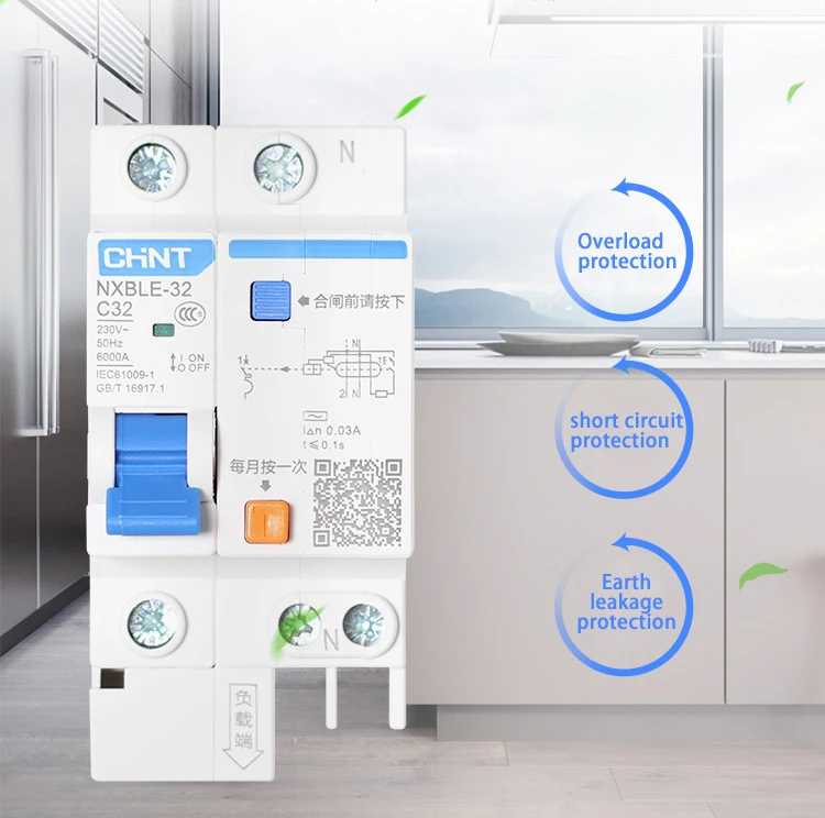 CHINT AC 230/400V NXBLE-32 4P устройство остаточного тока C 6 10 16 20 25 32A Тип C защита от перегрузки защита от короткого замыкания