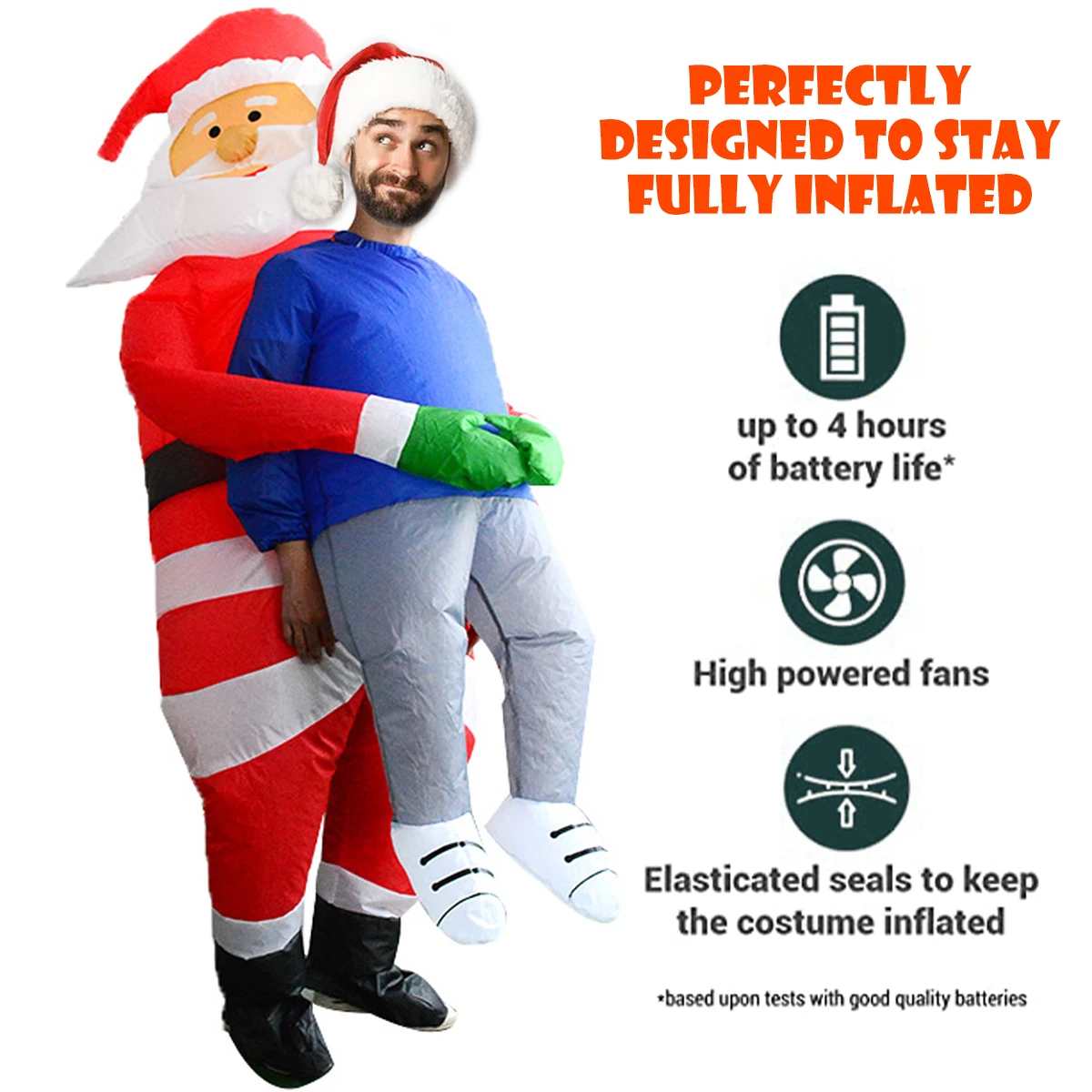 

Новогодние объятия Санта Клауса для мужчин, подарок на Рождество со встроенной батареей воздуходувки, термостойкие и водонепроницаемые, ...