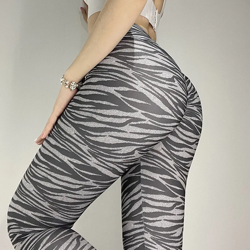 Black zebra print fitness summer yoga pants sportwear High waist seamless leggings tights trousers female Gym workout sweatpants