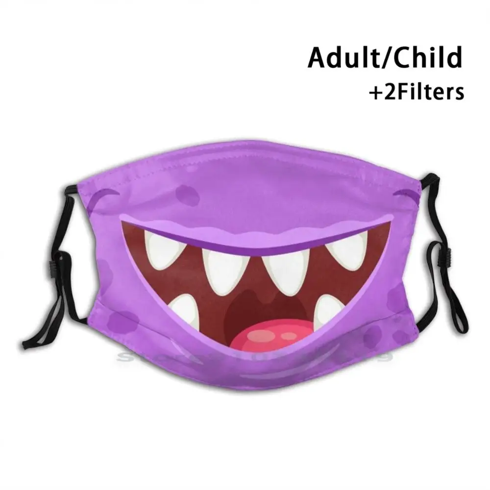 

Фиолетовые забавные Монстры для детей маска для рта многоразовый принт Pm2.5 фильтр «сделай сам» маска для рта для детей Забавный женский бол...