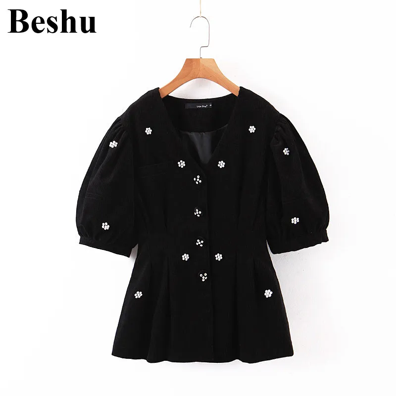 Za 2020 модная женская черная Вельветовая блузка с v-образным вырезом одной грудью