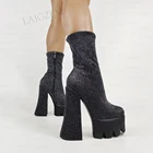 Женские Эластичные ботильоны на блочном каблуке, Размеры 35 38 40