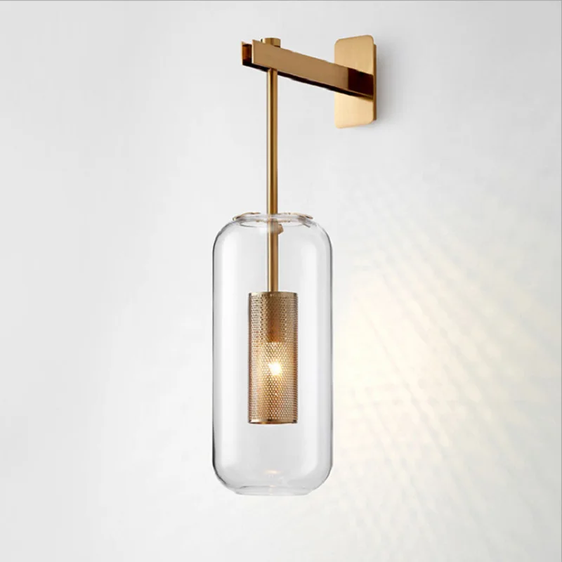 Современный матовый золотой стеклянный светильник простой роскошный коридор