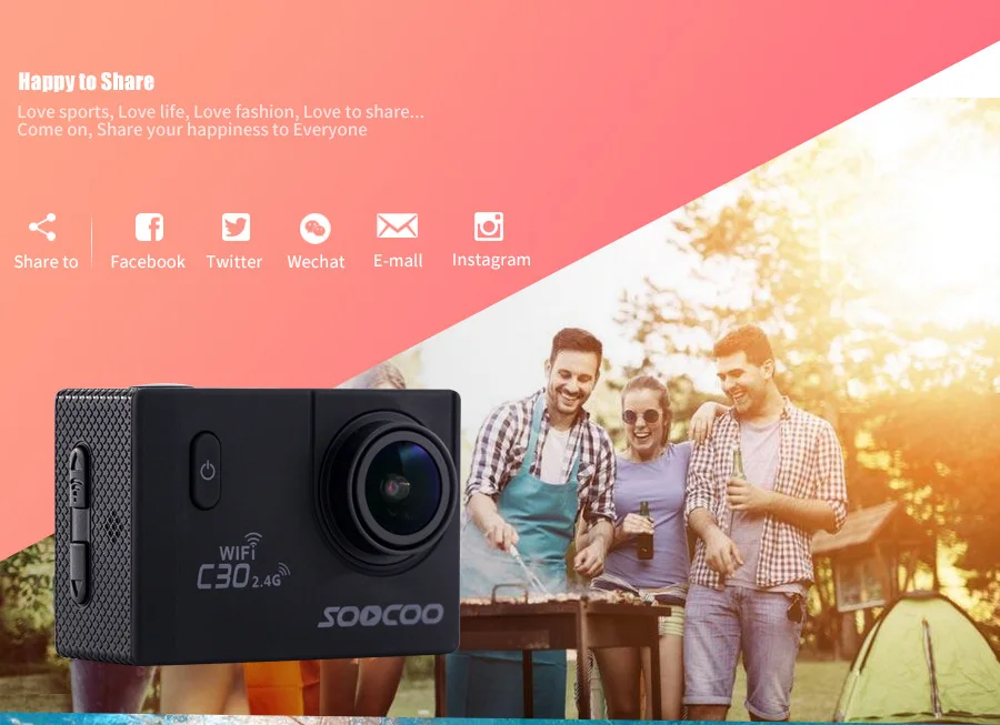 soocoo C30/C30R Экшн-камера 20MP 4K Wifi Ultra HD 1080 P/60FPS Водонепроницаемая мини-камера для велосипеда уличная спортивная DV камера