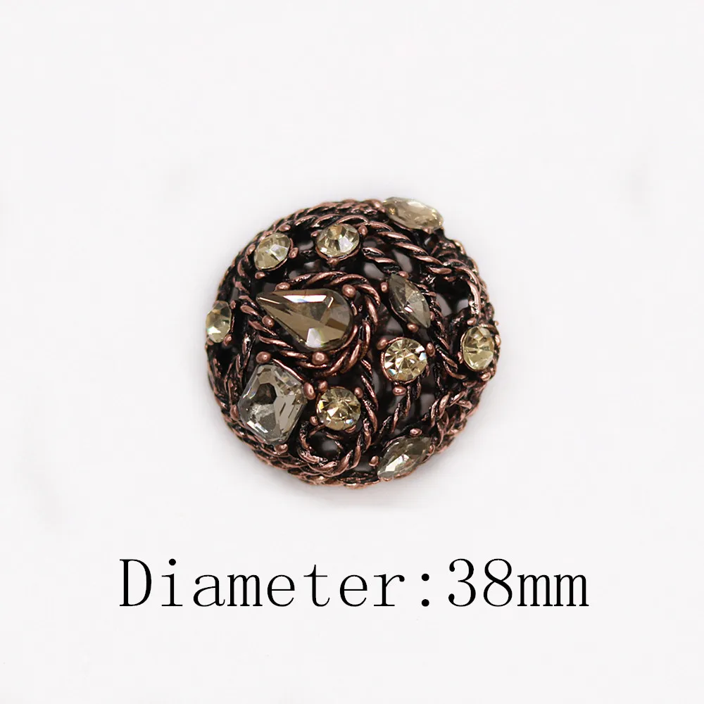 Хорошее качество 38 мм металлические стразы пуговицы для украшения свитера