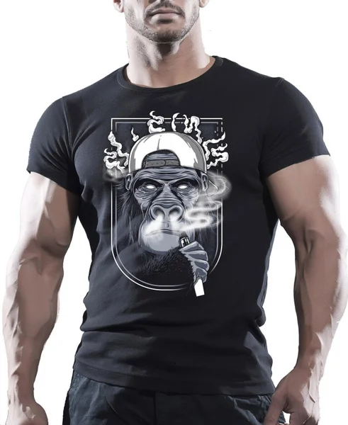 

Vaper Monkey Ape in Cloud Black Men's Cotton T-shirt