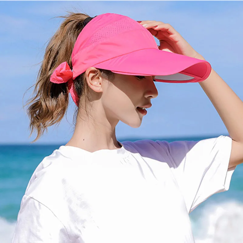 

Retractable Women Sun Visor Summer Sun Hat Unisex UV Hat Cap Beach Headwear -OPK