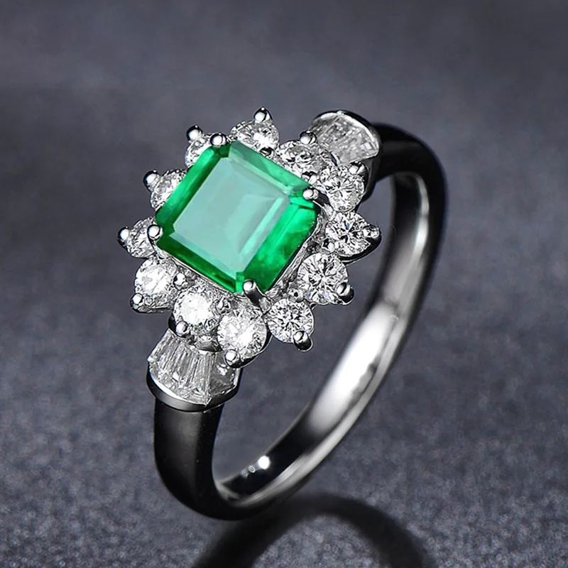 PANSYSEN New Arrival Vintage 925 Sterling Silver Jewelry Ring Natural Emerald Gemstone Diamond Rings for Women Size 5-12