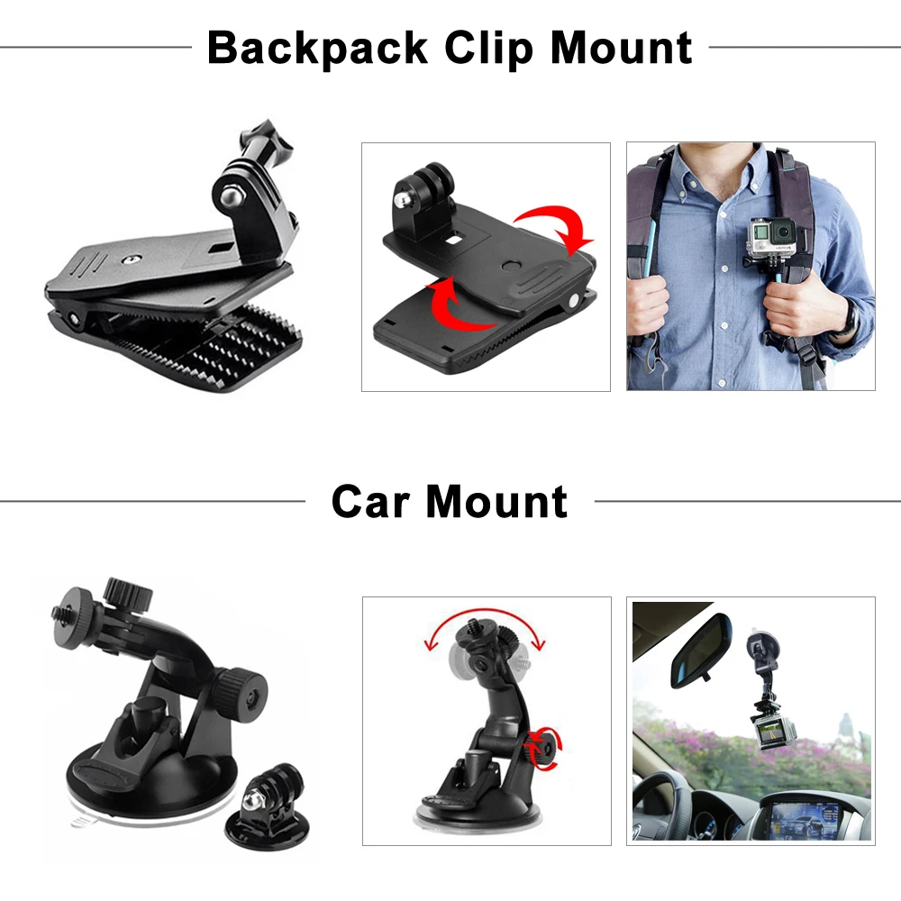 ORBMART for GoPro Accessories Set for Go Pro Hero 11 10 9 8 7 6 5 4 Black Mount for Yi 4k Mijia Case for Sjcam Action Camera images - 6