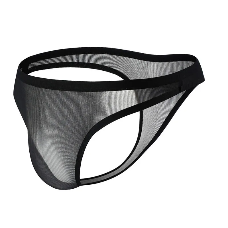 6PCS Gay Thongs Men Underwear Ultra-thin Striped Male Sexy Low Waist Seamless Breathable Men's Solid G-strings Thong Panties