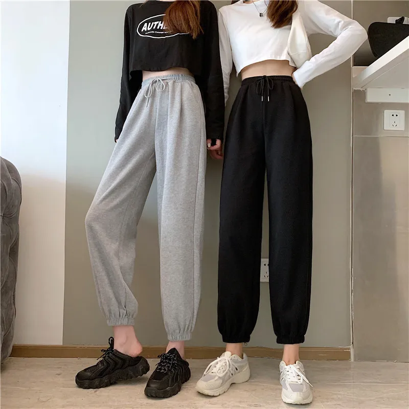 

Women High Waist Drawstring Jogging Pants Plus Size Female New Fashion Solid Color Loose Harem Trousers Ladies Casual Pants