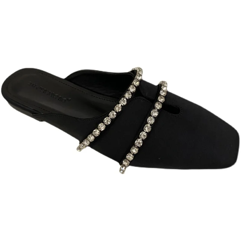 

Flat Shoes Female Woman's Slippers Shallow Slides Low Fashion Cover Toe Jelly Flip Flops Mules Sexy 2021 Summer Luxury Glitter