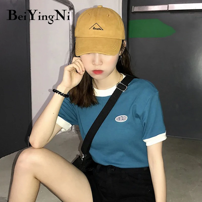 

Beiyingni 2021 New Summer Vogue Korean Tshirts Tops Women Cropped Tees Tshirt Woman High Street Casual Harajuku T-shirts Female