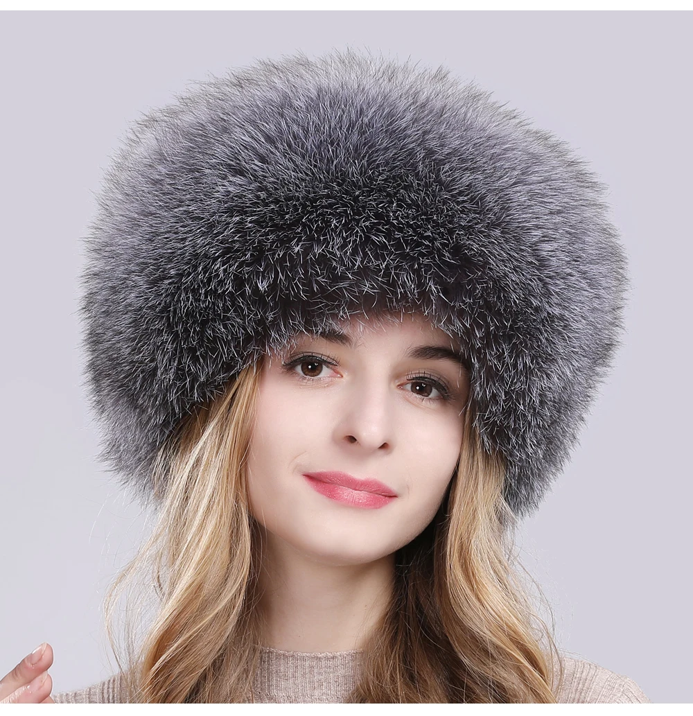 Женская зимняя шапка из натурального Лисьего меха, теплая мягкая пушистая шапка из меха лисы, роскошная Высококачественная шапка-бомбер из натурального Лисьего меха