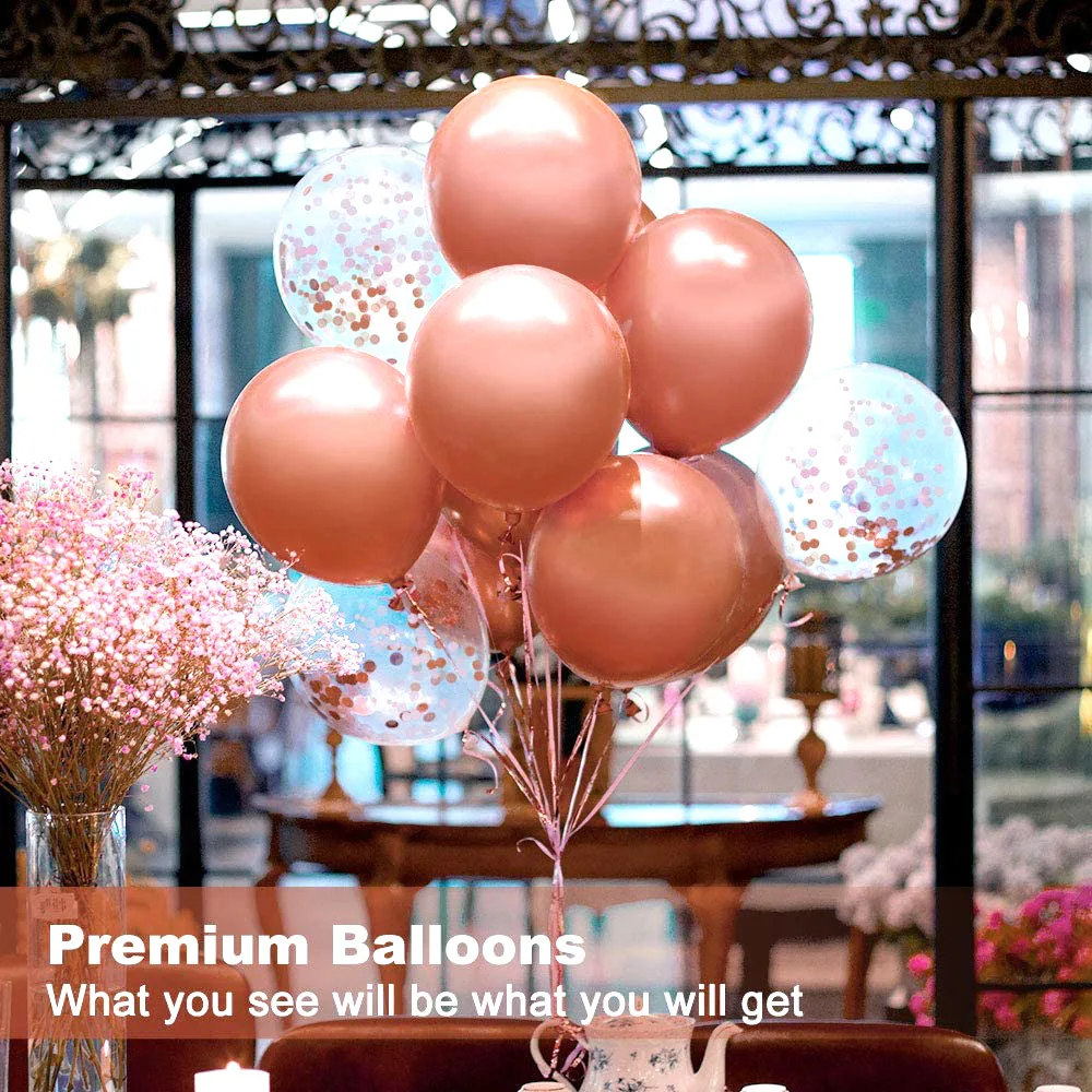 12pcs Rose Gold Balloons Girl Party Decor First 123 Birthday Baby Shower wedding Bride To Be Gende Reveal | Дом и сад