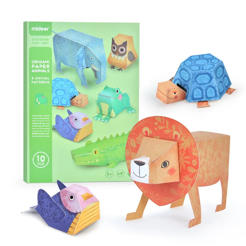 

Mideer, 10 шт./компл., для детей, книга оригами г., 3D ручные игрушки в виде животных, разрезанные на бумага для детского сада, от 5 лет