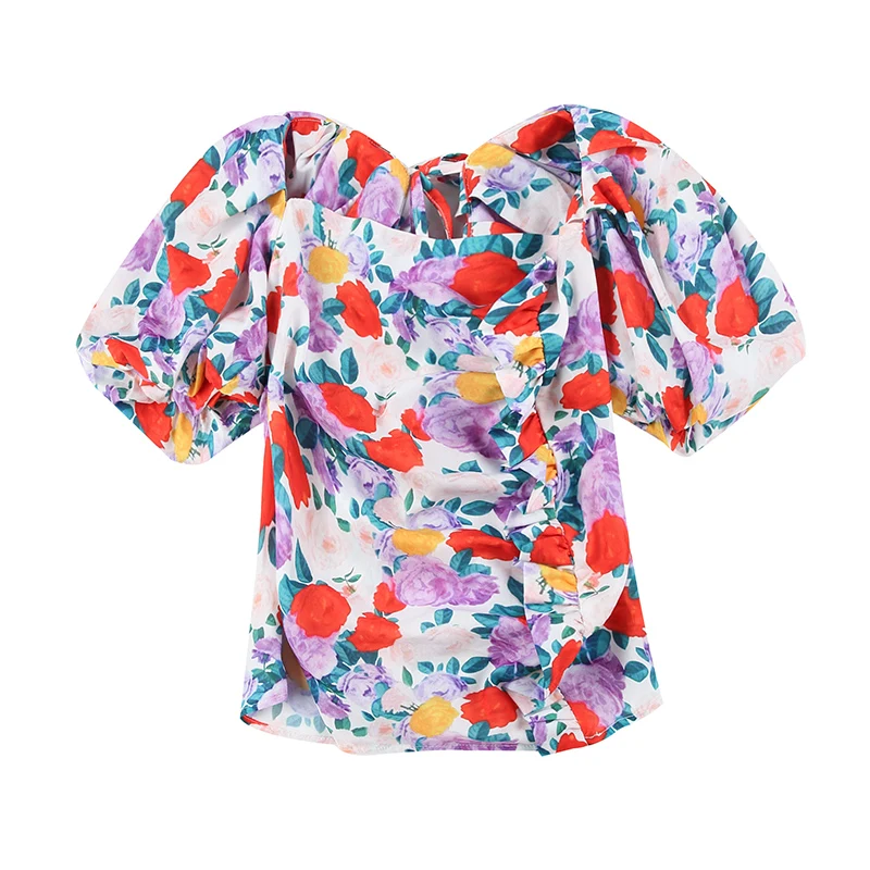 Женские шифоновые блузки 2020 летние модные сексуальные с принтом топы коротким