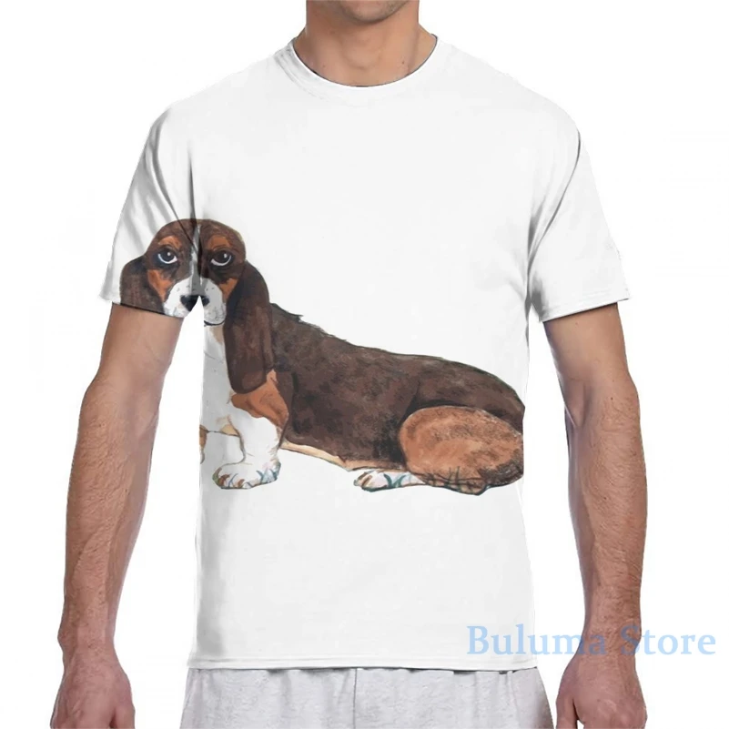 Мужская футболка bассет Хаунд (3) женская модная с принтом по всей длине топы для