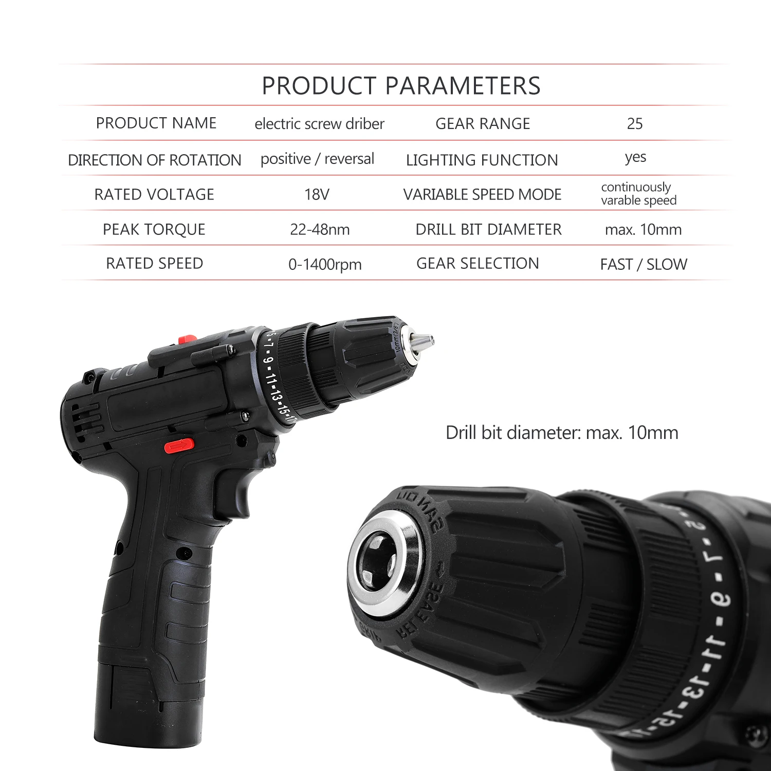 Многофункциональная электрическая дрель 18 в домашняя перезаряжаемая