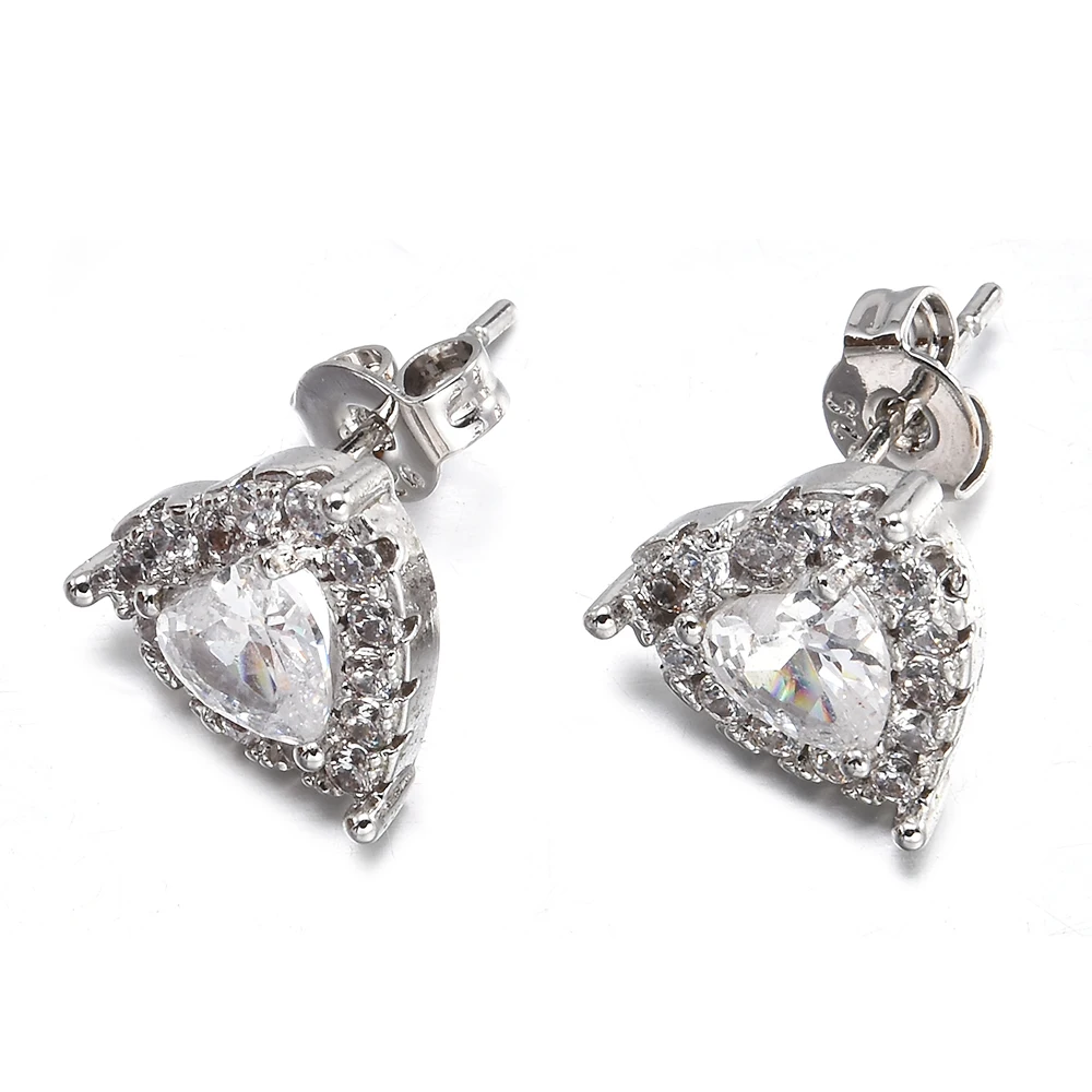 

New Korean Clear Cubic Zirconia Small Stud Earrings for Women Heart Earrings Fashion Jewelry Aretes De Mujer Modernos