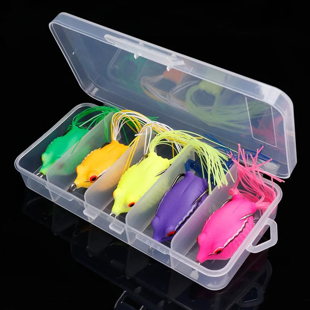 TREHOOK 5 шт./кор. Ray Лягушка TopWater воблеры Щука рыболовная приманка набор мягкие