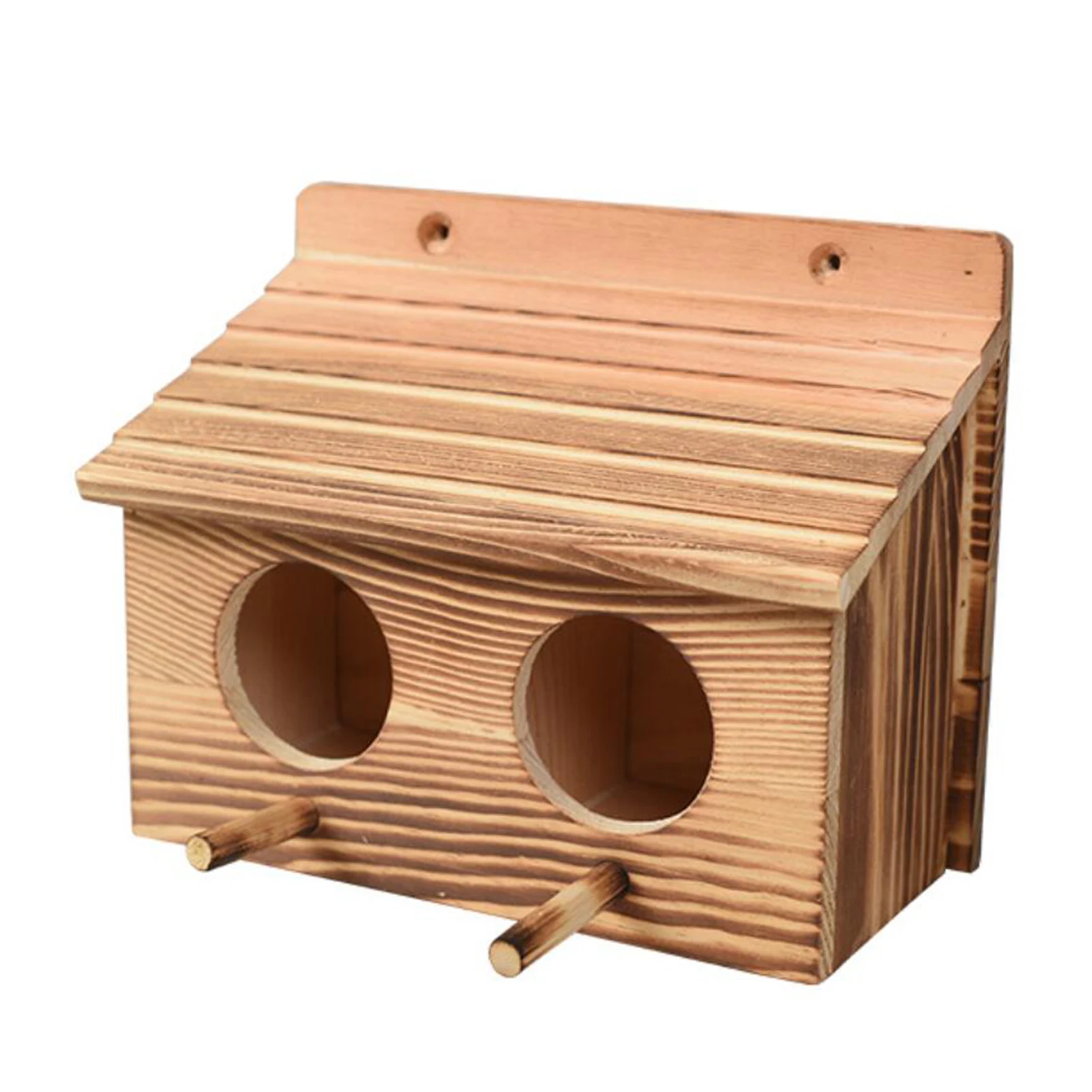 

Bird Cage Double-hole Outdoor Wooden Nesting Cage Hut Outdoor Solid Wood Shelter Bird House Bird's Nest Household Pet Bird Cage