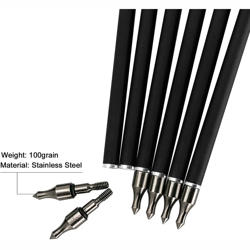 

12PCS 30 Inch Carbon Archery Arrows Spine 500 w Removable Tips Hunting Target Practice Arrows For Compound Bow and Recurve Bow