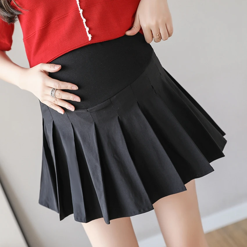 Весенняя юбка для беременных женщин с поддержкой живота плиссированная
