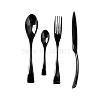 shiny polishing mirror black cutlery dinnerware set tableware flatware stainless steel dinner set knife wholesale