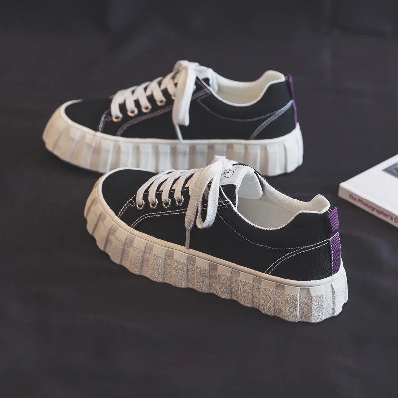 

Кеды женские на платформе, повседневные холщовые кроссовки, однотонные, весна-лето