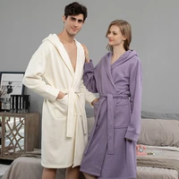 european hooded cotton robes for couple thicken warm autumn winter bathrobe women casual sleepwear men night gown 100 kg wear