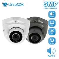 unilook 5mp mini dome poe ip camera built in microphone outdoor security cctv camera ir 30m ip66 hivision compatible h 265