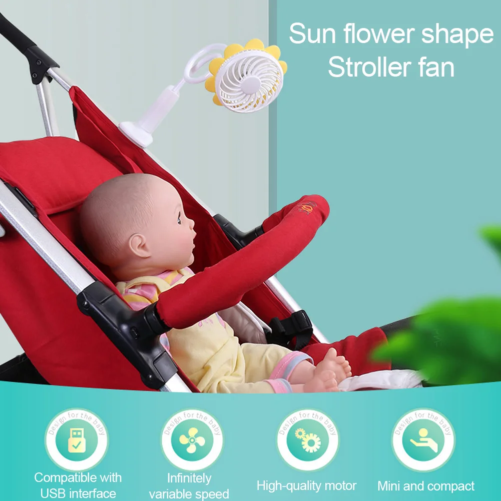 

Mini Handheld Stroller Fan 1200mAh Portable Car Seat Baby Fan USB Rechargeable Buggy Clip-on Fan for Camping Travel Outdoor