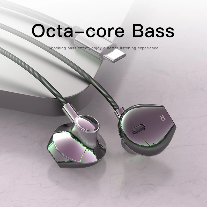 Проводные наушники USB Type C 6D стерео со звуком музыкальная гарнитура для Xiaomi