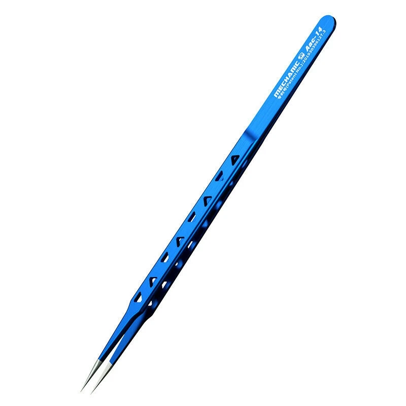 

2021 MECHANIC AAC-14 8-hole Lengthened Thickened Tweezers for Phone Repair Tool Hand Tool Blue Dismountable Tweezers