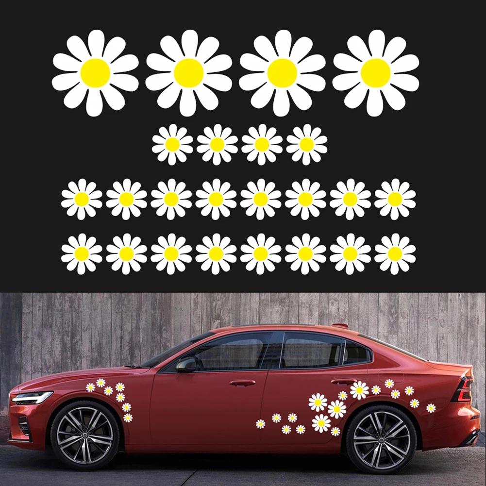 

48pcs Daisy Flower Personalized Car Stickers PVC Practical Beautiful Auto Styling Decorative Decals For Dropshipping Wholesale
